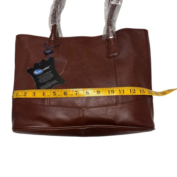 AMERILEATHER TOFFEE LEATHER TOTE BAG NWT - Picture 11 of 12